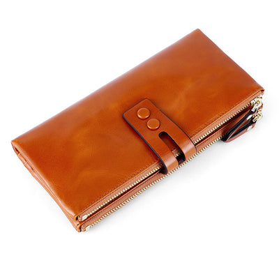 Billetera Larga de Cuero Engrasado Vintage con Clip para Dinero - Image 3