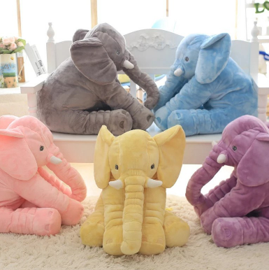 Pink 60cm and yellow 40cm elephant plush dolls, soft comfort pillows for babies and kids. - Image 65