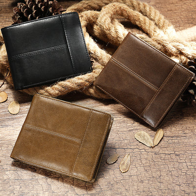 Billetera Corta de Cuero Genuino para Hombre - Portacédulas y Tarjetas
