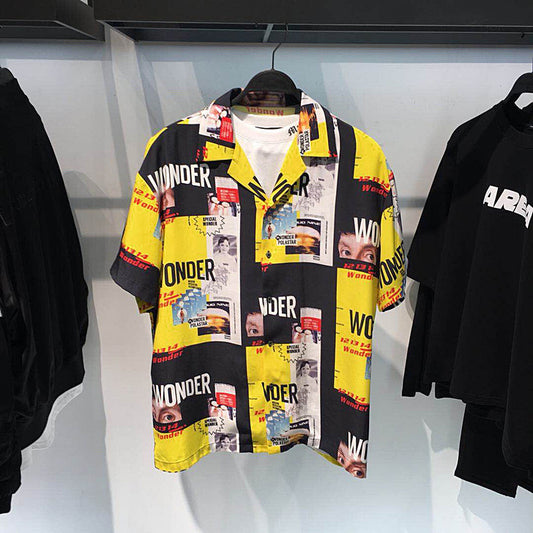 Camisa Casual Estampada de Manga Corta para Hombre