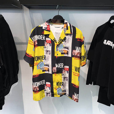 Camisa Casual Estampada de Manga Corta para Hombre