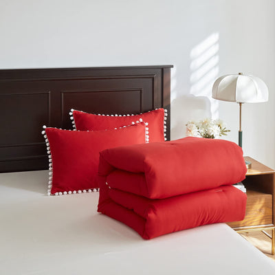 Colcha Bohemia Roja con Borlas Esponjosas y Bolas Decorativas - Image 11