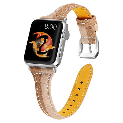 Correa de Reloj Bicolor de Cuero con Diseño T para Apple Watch 5ª, 6ª Generación y SE - Image 13