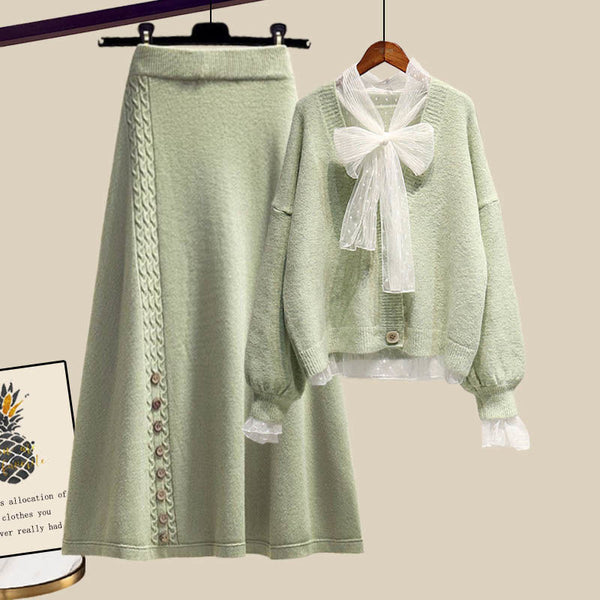 Conjunto de Falda y Suéter Elegante para Mujer Madura
