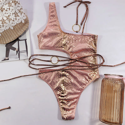 Bikini Asimétrico con Detalle Serpiente - Image 20