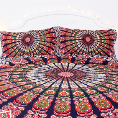 Juego de Cama Boho Floral Rojo y Blanco - Set Completo de 4 Piezas - Image 2