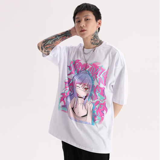 Camiseta de Pareja Cuello Redondo Manga Corta Estilo Urbano - Image 13