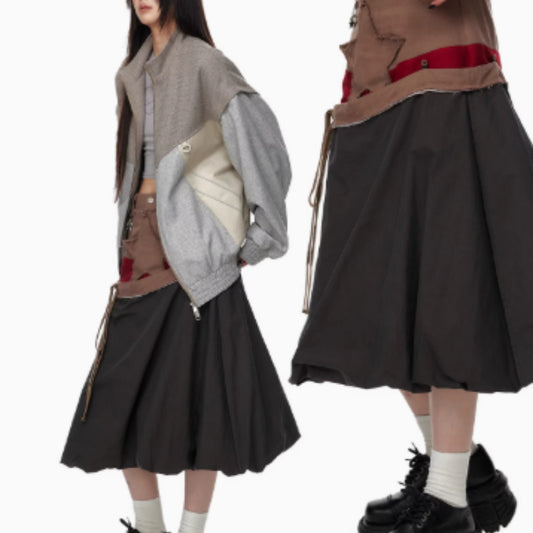 Falda Larga con Cordón Ajustable, Diseño Midi Elegante