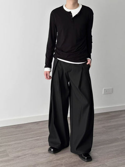 Pantalones Holgados Drapeados Hasta el Piso para Hombre - Image 35