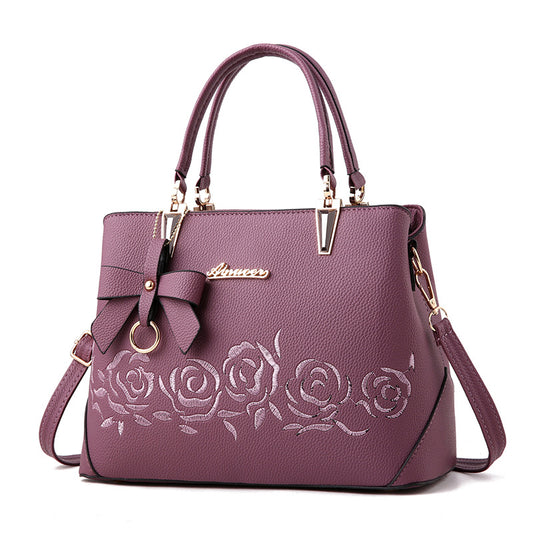Bolso Tote con Bordado de Rosa