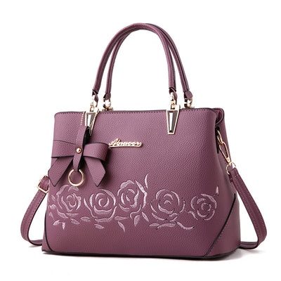 Bolso Tote con Bordado de Rosa
