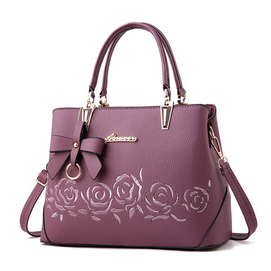 Bolso Tote con Bordado de Rosa