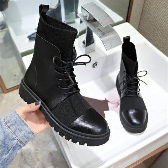 Botas Martin para mujer estilo británico con cordones