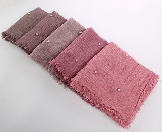 Pañuelo de Algodón y Lino Arrugado Monocromático - Image 2