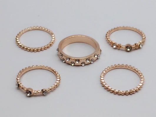 Set de 5 Anillos Apilables Estilo Bohemio en Tono Oro Rosa - Image 6