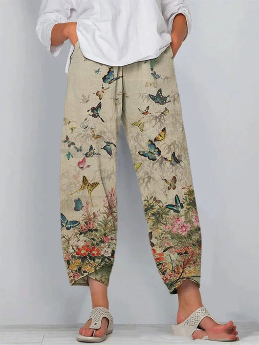 Pantalones Casuales con Estampado de Mariposas para Damas - Image 2