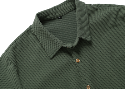 Camisa Casual Holgada a Cuadros Manga Corta para Hombre - Image 4
