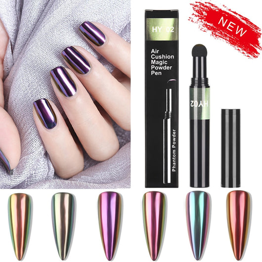 Polvo de Aire para Uñas 6 Colores con Pluma Aplicadora