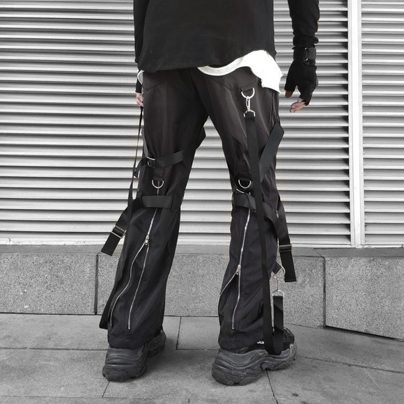 Pantalones Sueltos Hip-hop con Cierre de Webbing