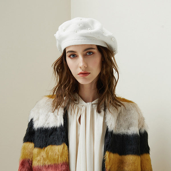 Boina de Perlas Otoño Invierno - Gorro Elegante Multiuso para Adultos
