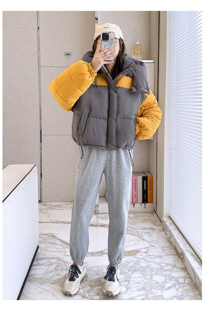 Chaqueta Corta de Algodón con Parches Contrastantes Gruesos para Mujer - Image 32