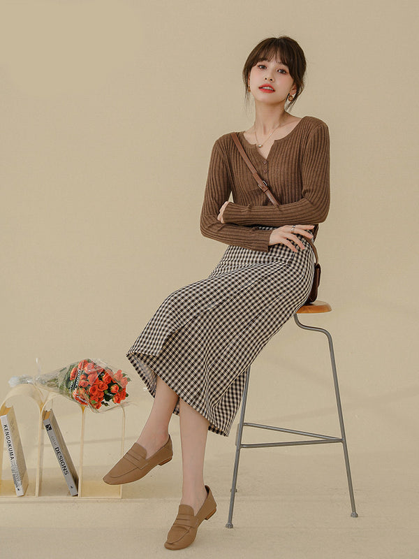 Falda Escocesa Midi para Mujer