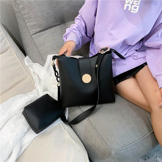 Set de 2 Bolsos de Cuero Genuino para Mujer - Bolso Tipo Bucket y Mensajero - Image 3