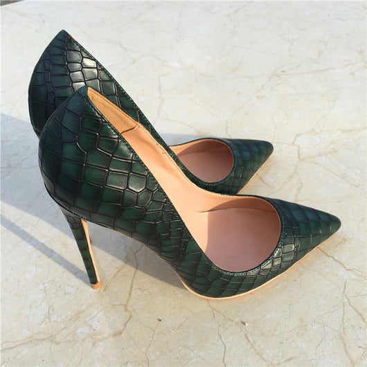 Tacones Altos con Patrón de Piedra Verde Oscuro - Image 5