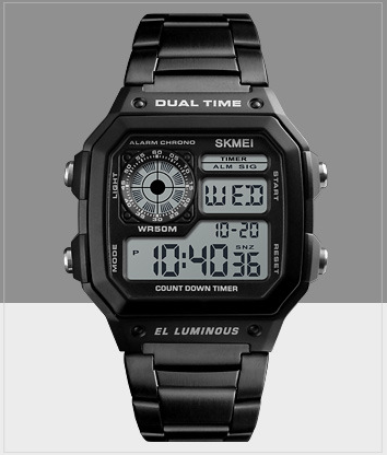 Reloj Deportivo Multifunción Acero Inoxidable Pantalla Dual Resistente al Agua - Image 6