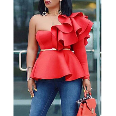Blusa Fruncida con Manga Larga y Detalle Envolvente