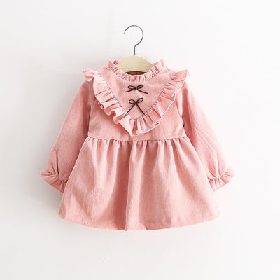 Vestidos de niña primavera cuello V en pana suave - Image 4