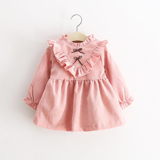 Vestidos de niña primavera cuello V en pana suave - Image 4