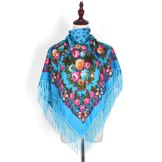 Pashmina Étnica con Flores Bordadas y Borlas - Image 5