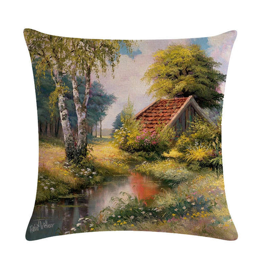 Funda de Almohada Lino Paisajes Rurales - Colección Pintura al Óleo - Image 2