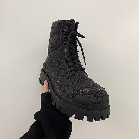 Botas Martin Retro Gruesas con Detalles Rotos - Estilo Workwear Distressed - Image 4