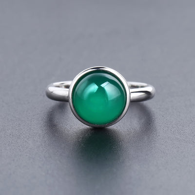 Anillo de Ágata Verde Natural - Diseño Minimalista para Mujer