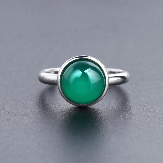 Anillo de Ágata Verde Natural - Diseño Minimalista para Mujer