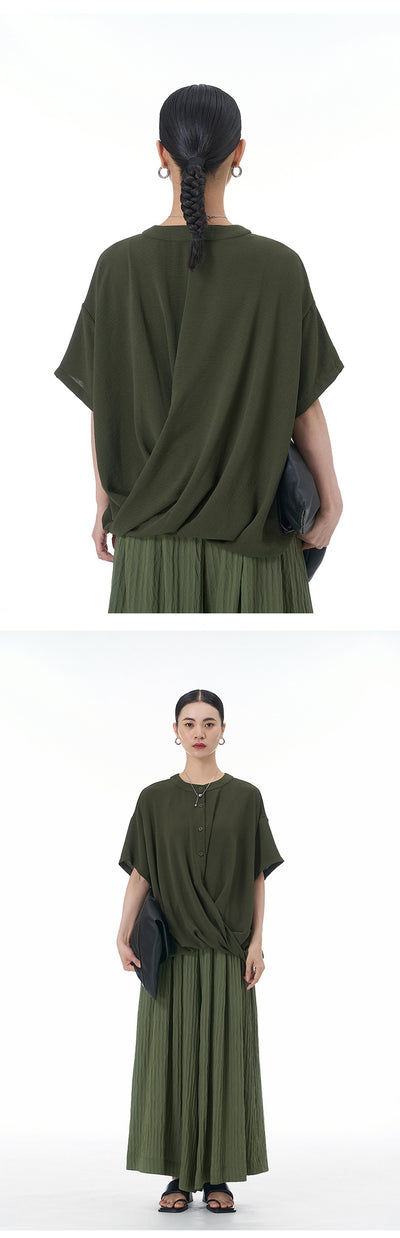 Blusa Suelta con Botones Decorativos y Manga Corta - Image 17