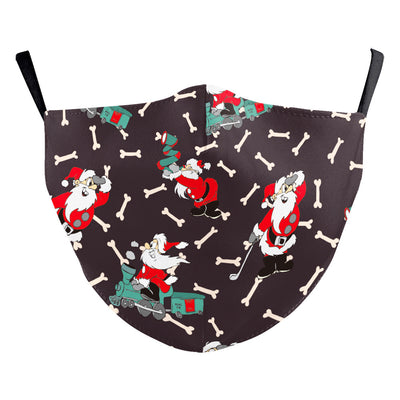 Christmas dust mask with a digital print of a black and white dog wearing a Santa hat and holding a candy cane. - Image 9