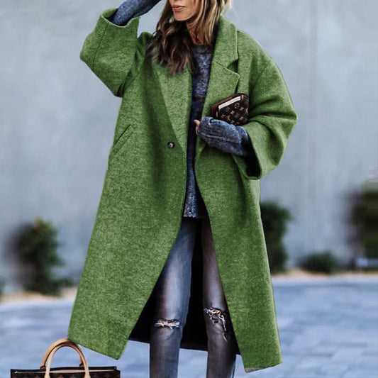 Abrigo Largo de Lana Premium para Mujer - Estilo Europeo y Americano