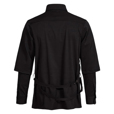 Camisa Hombre Falso Doble Pecho con Tirantes y Mangas Desmontables - Image 9