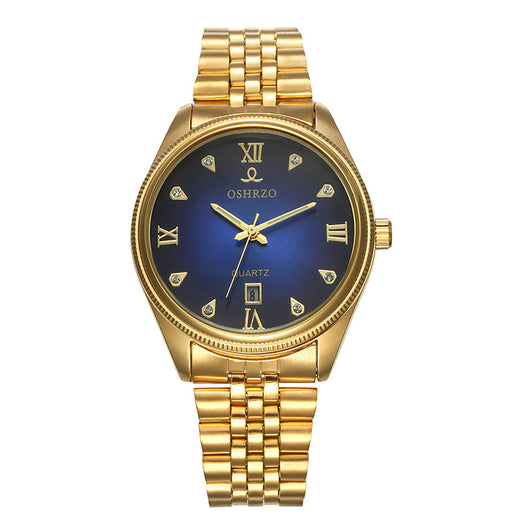 Reloj de Acero Inoxidable para Hombre con Calendario y Placa Dorada IPG