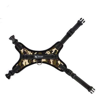Blue and black mesh dog harness with adjustable straps, a D-ring for leash attachment, and a quick-release buckle. - Image 3