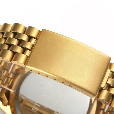 Reloj de Acero Inoxidable para Hombre con Calendario y Placa Dorada IPG - Image 3