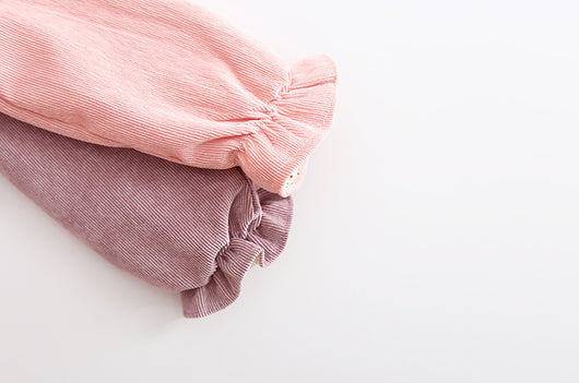 Vestidos de niña primavera cuello V en pana suave - Image 3