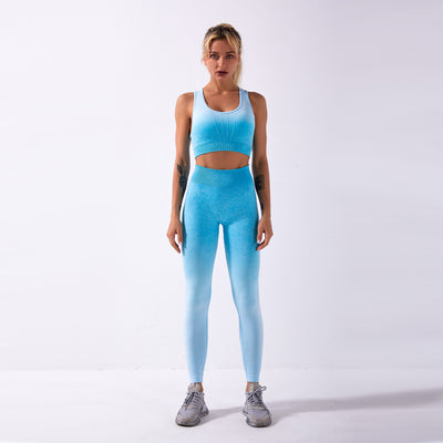 Pantalones de yoga sin costuras con degradado tie-dye y diseño calado - Image 34