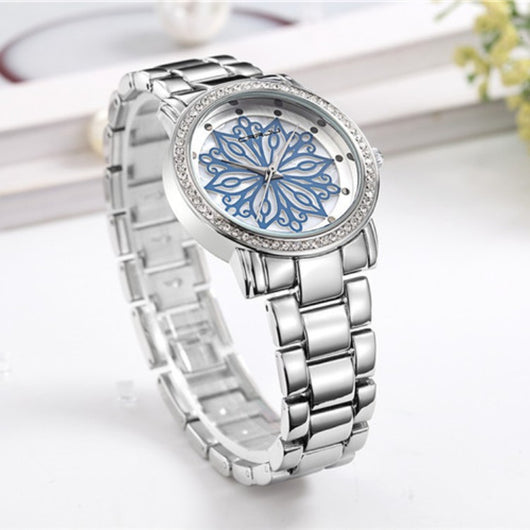 Reloj Elegante para Mujer con Banda de Acero y Diamantes