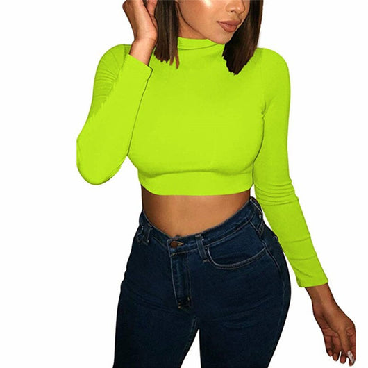 Playera Corta Crop con Cuello Alto Medio y Mangas Largas - Image 6