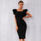 Vestido Club Ajustado con Mangas Volantes Mariposa