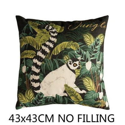 Funda de Cojín Animales de la Selva Madagascar en Verde Exuberante